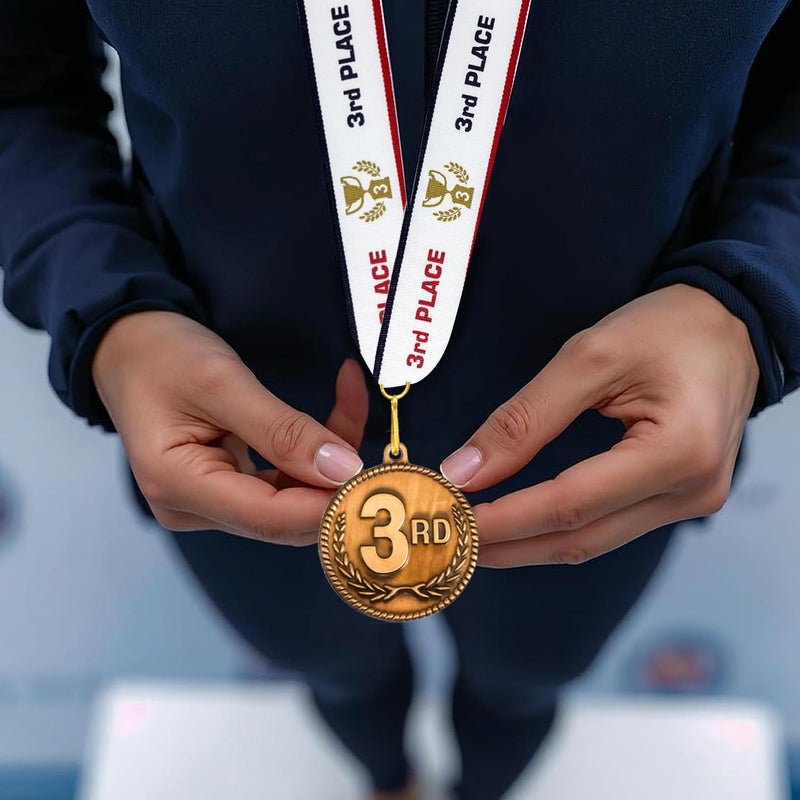 All Quality 1st 2nd 3rd Place High Relief Award Medals - 3 Piece Set (Gold, Silver, Bronze) Includes Custom Designed Neck Ribbon - Image 5